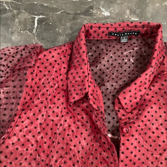 Sheer Polka Dot Button-Up - Picture 8 of 8